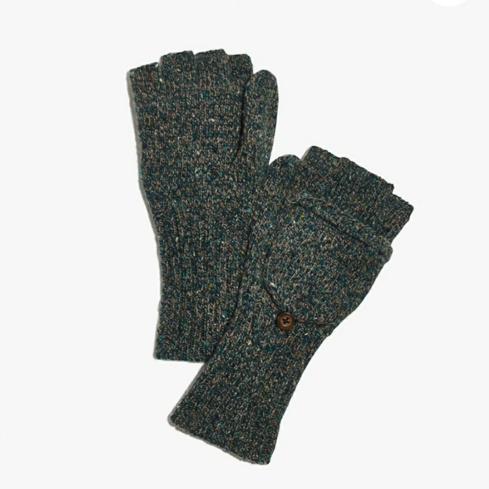 NWT Convertible Ribbed Midnight Green Gloves